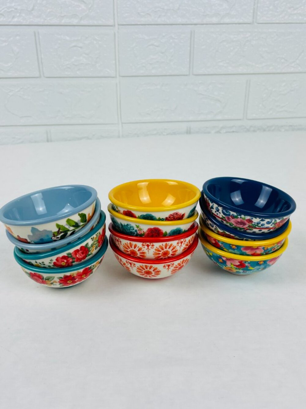 The Pioneer Woman Flea Market 3.12" Mini Dip Bowls - Stackable Ceramic Set of 12
